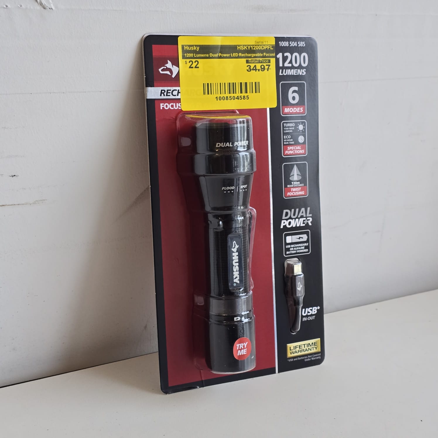 1200 Lumens Dual Power LED Rechargeable Focusing Flashlight with Rechargeable Battery and USB-C Cable Included (HSKY1200DPFL) 1200 Lumens Dual Power LED Rechargeable Focusing Flashlight with Rechargeable Battery and USB-C Cable Included (HSKY1200DPFL)